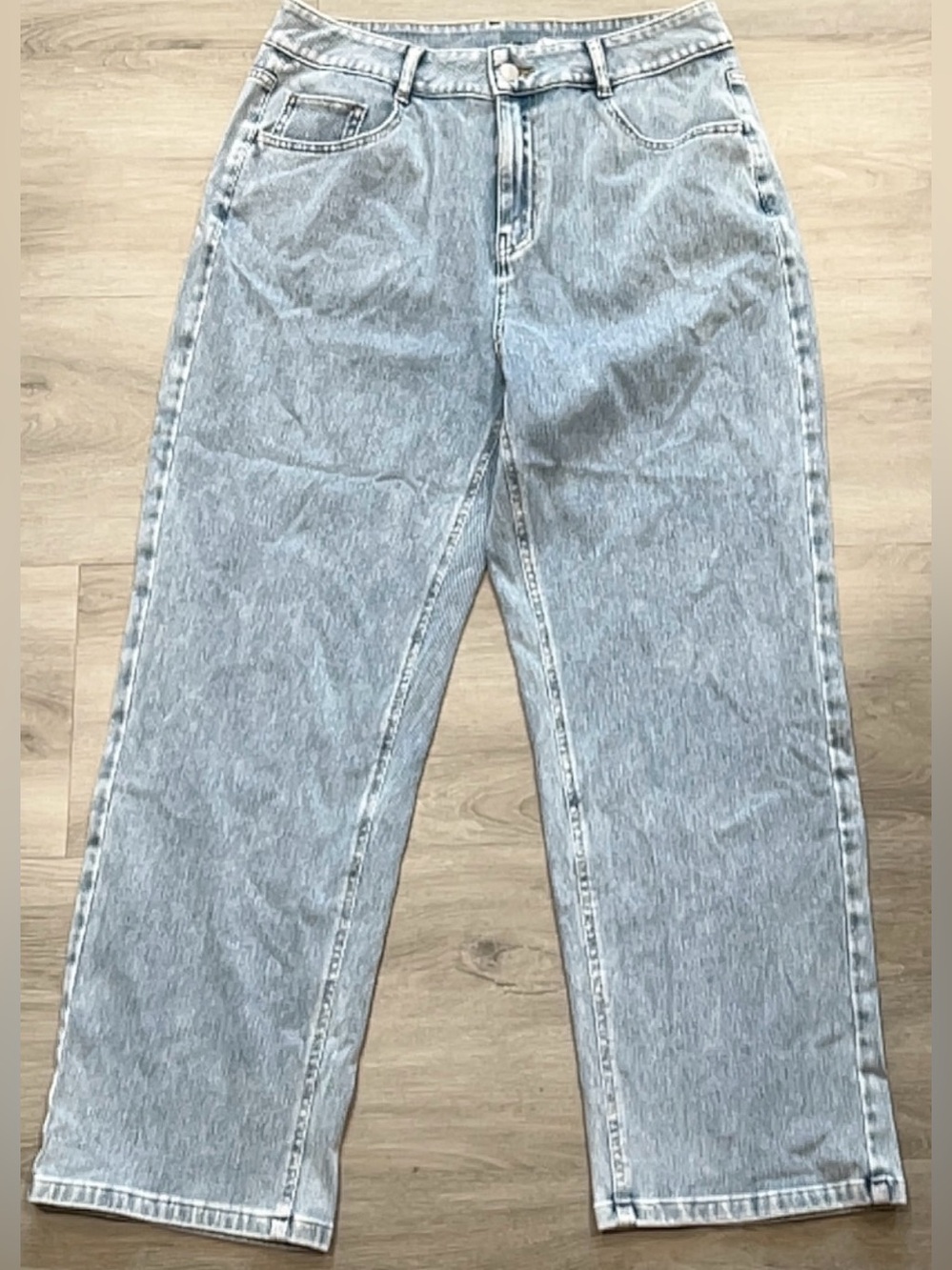 Halara FlexDenim Light Wash High Waisted Wide Leg Jeans Women Size L Petite
